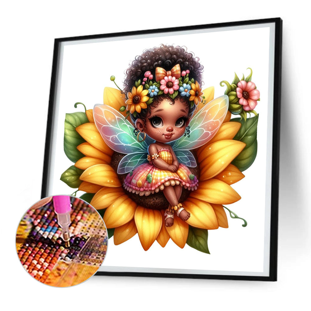 Sunflower Black Elf - Full Round Drill Diamond Painting 30*30CM