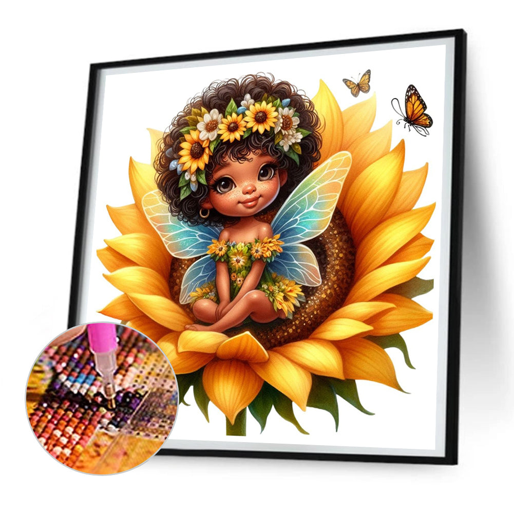 Sunflower Black Elf - Full Round Drill Diamond Painting 30*30CM