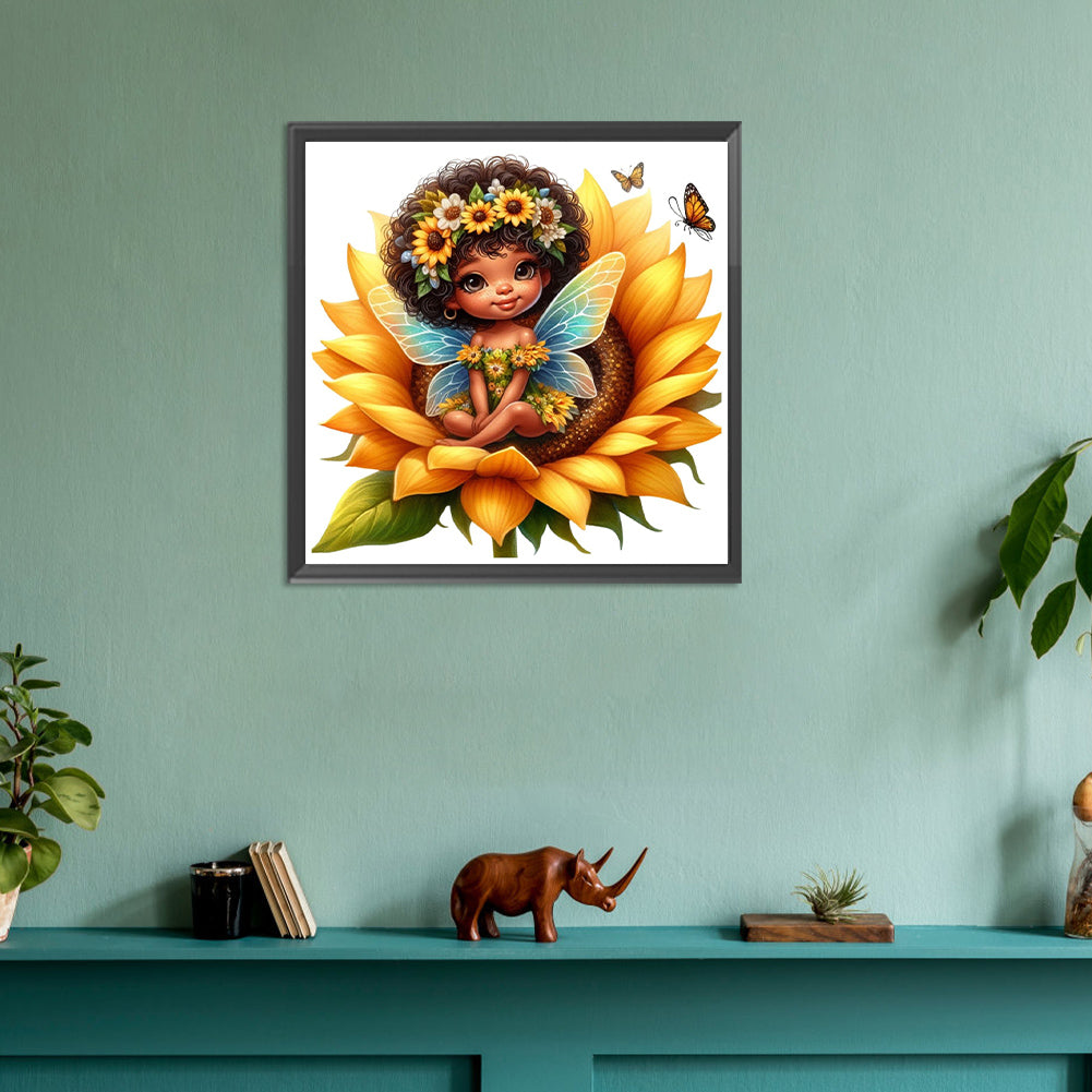 Sunflower Black Elf - Full Round Drill Diamond Painting 30*30CM