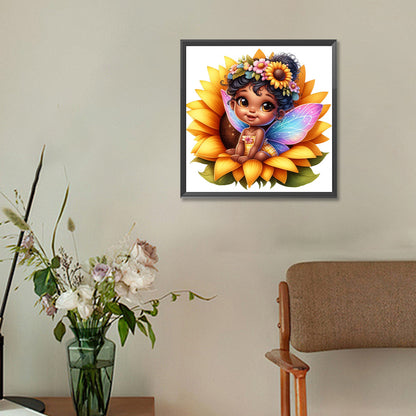 Sunflower Black Elf - Full Round Drill Diamond Painting 30*30CM