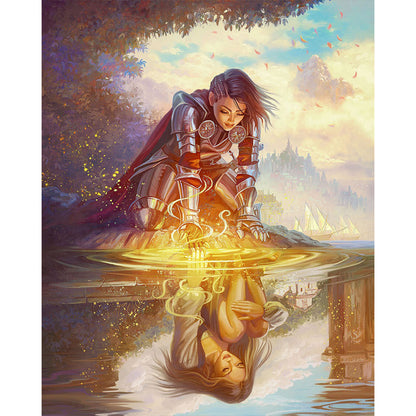 Female Knight By The Lake - Full Round Drill Diamond Painting 40*50CM