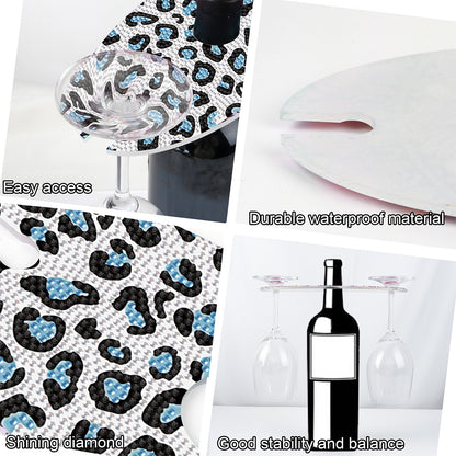 Acrylic Special Shaped Leopard Art Diamond Art Wine Glass Organizer for Bar