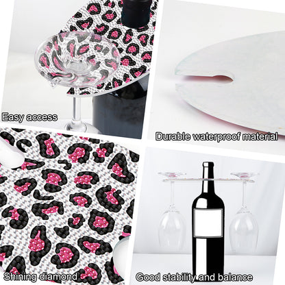 Acrylic Special Shaped Leopard Art Diamond Art Wine Glass Organizer for Bar