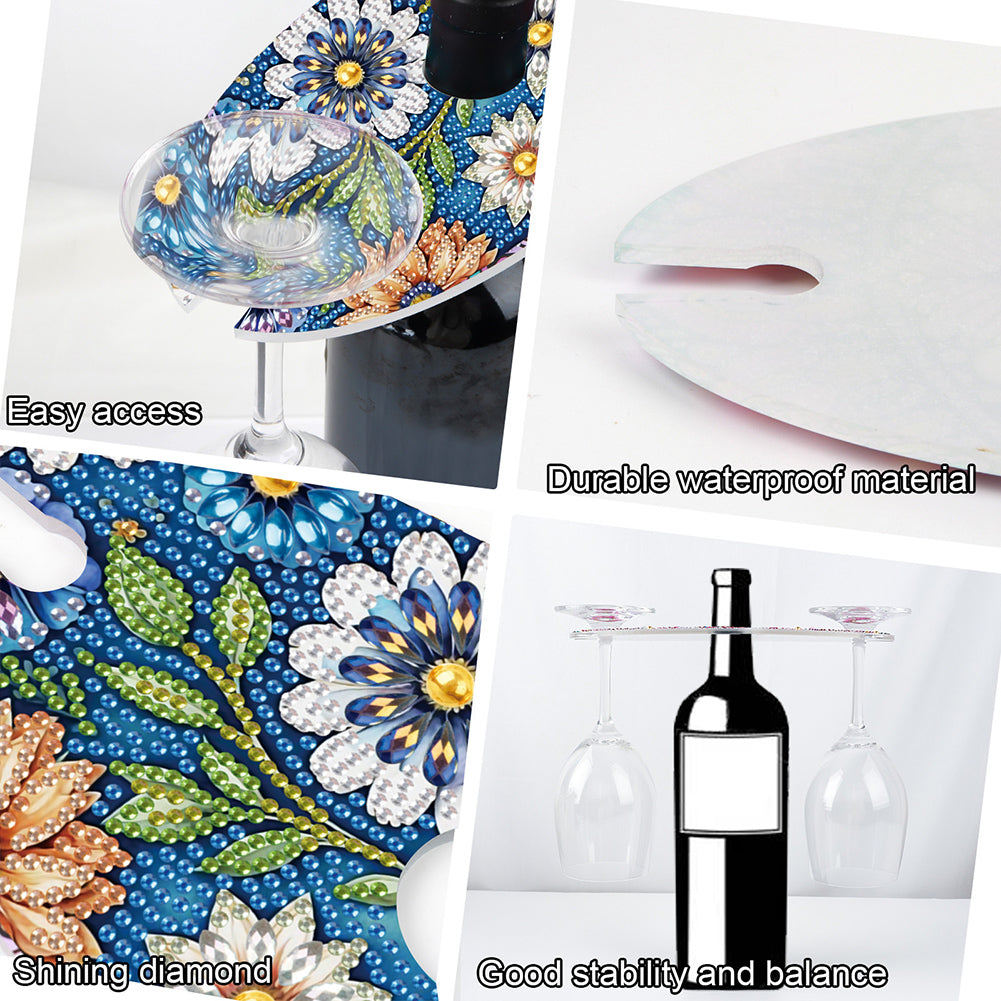 Acrylic Special Shaped Flower Art Diamond Art Wine Glass Organizer for Bar Decor