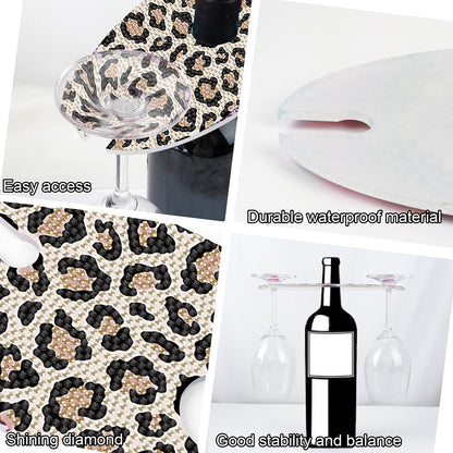 Acrylic Special Shaped Leopard Art Diamond Art Wine Glass Organizer for Bar