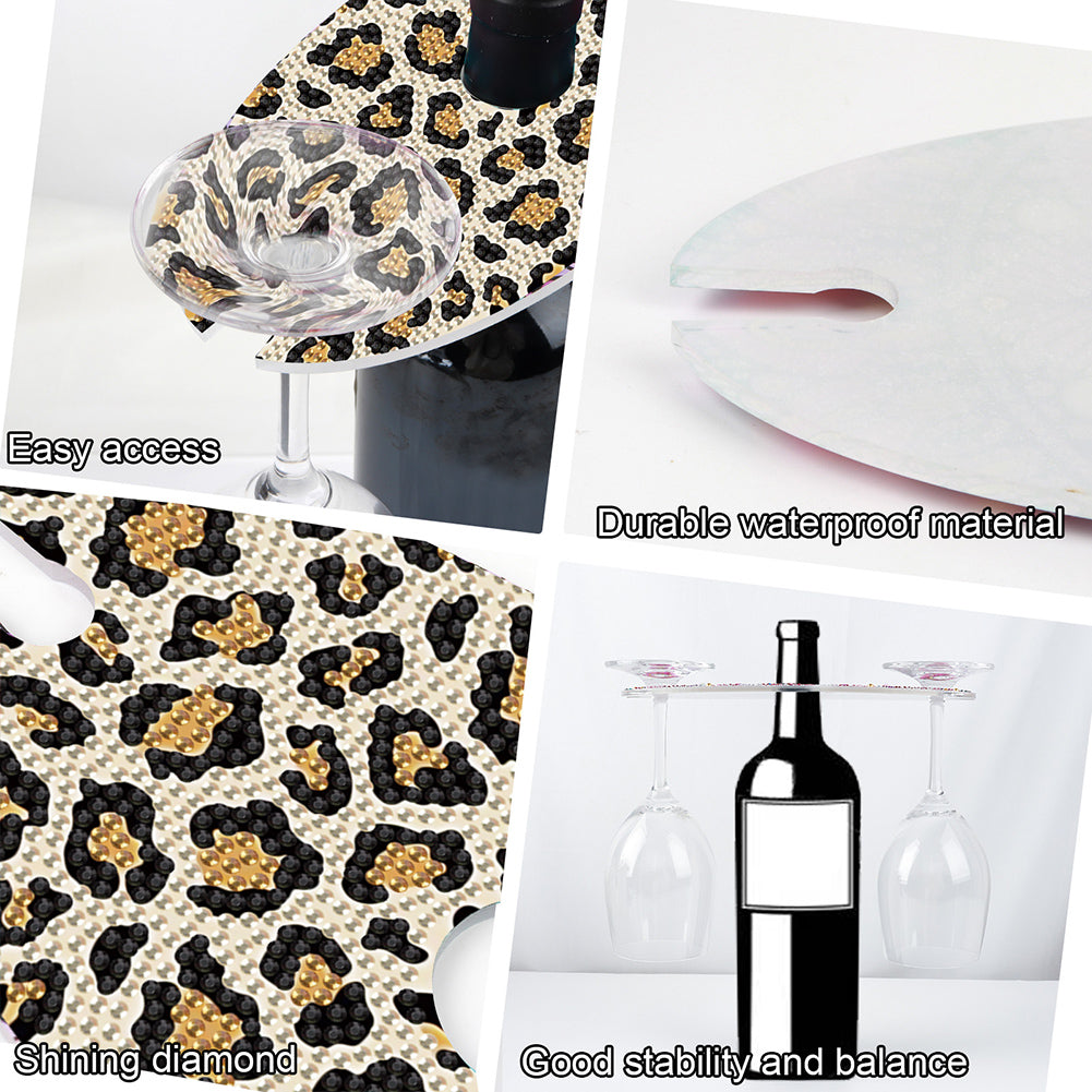 Acrylic Special Shaped Leopard Art Diamond Art Wine Glass Organizer for Bar