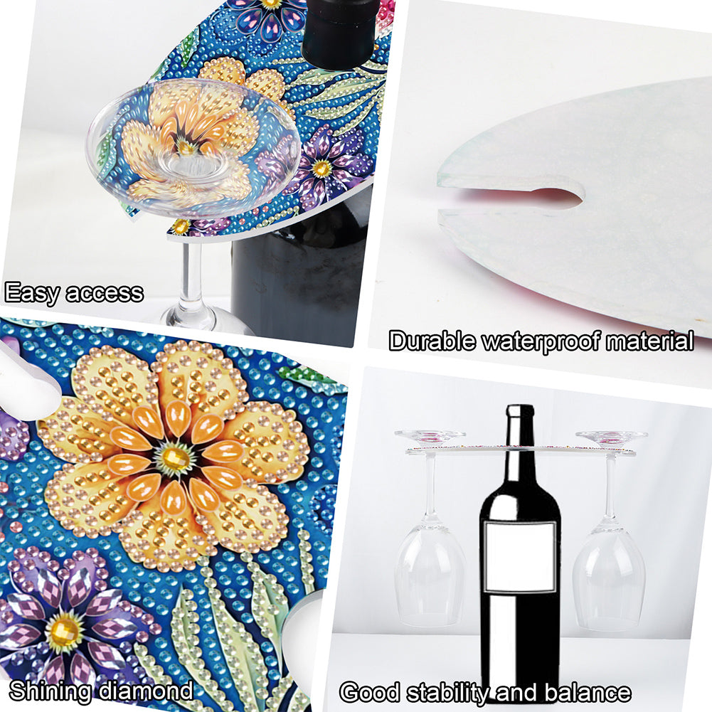 Acrylic Special Shaped Flower Art Diamond Art Wine Glass Organizer for Bar Decor