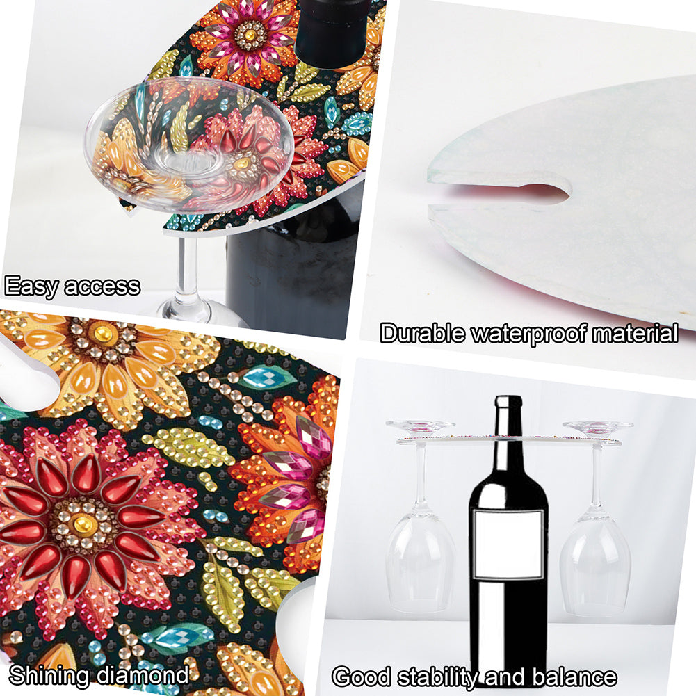 Acrylic Special Shaped Flower Art Diamond Art Wine Glass Organizer for Bar Decor