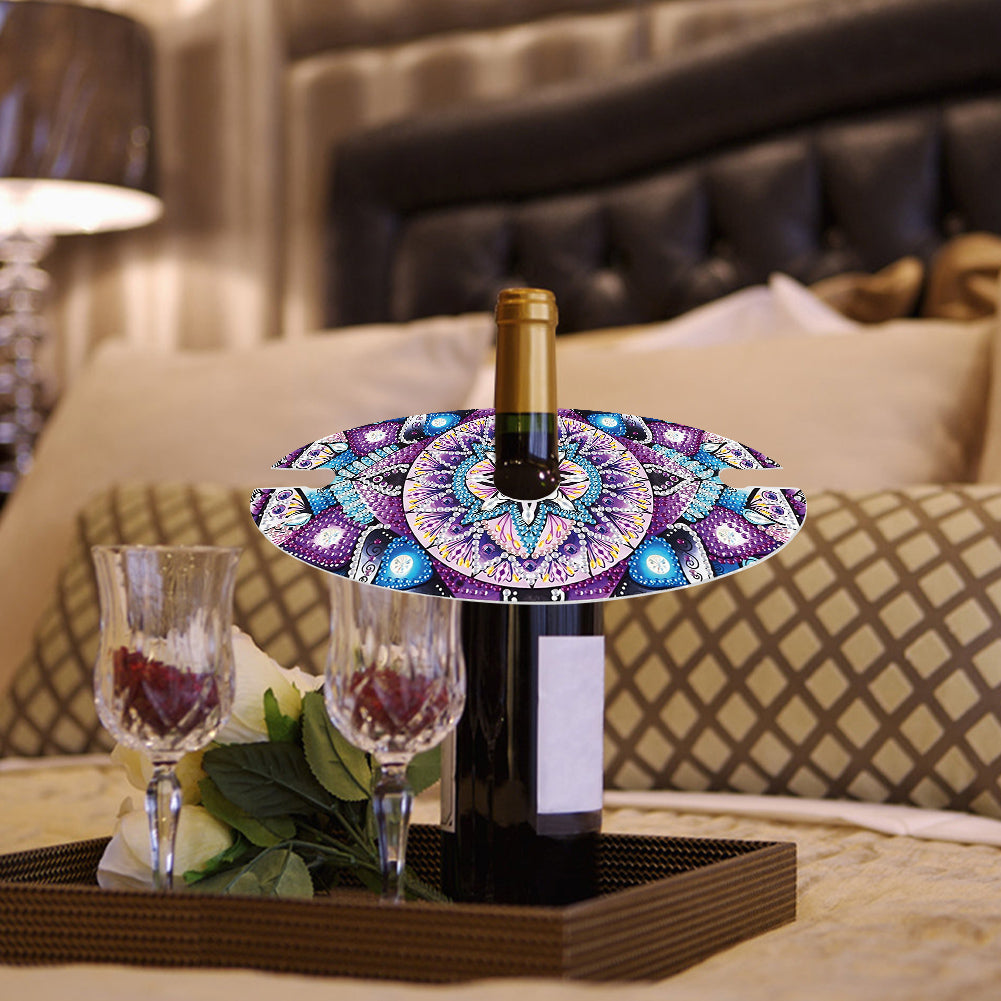 Acrylic Special Shaped Mandala Art Diamond Art Wine Glass Organizer for Bar