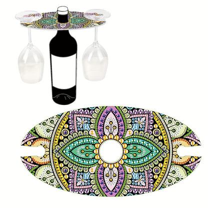 Acrylic Special Shaped Mandala Art Diamond Art Wine Glass Organizer for Bar