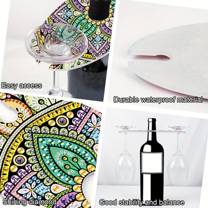 Acrylic Special Shaped Mandala Art Diamond Art Wine Glass Organizer for Bar