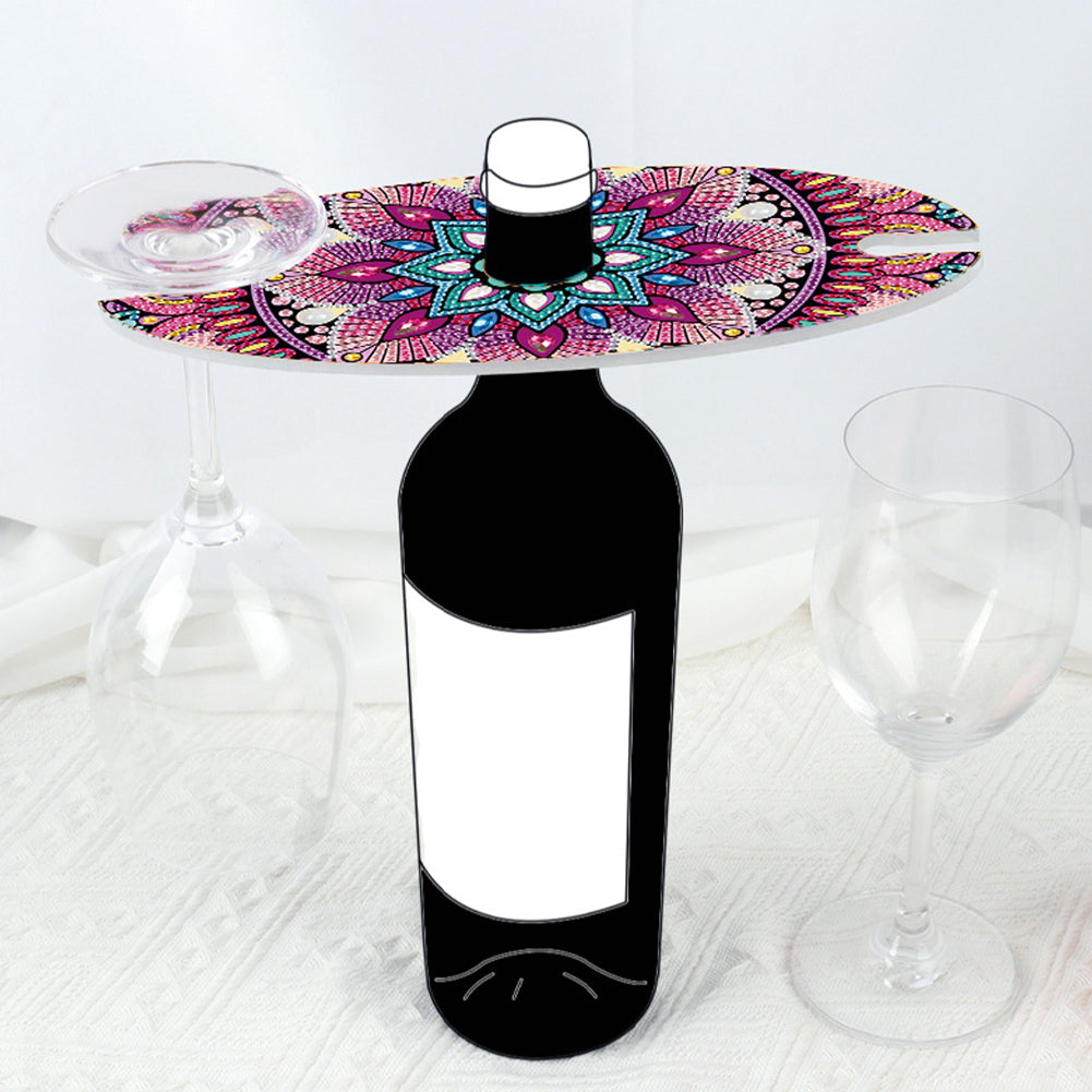 Acrylic Special Shaped Mandala Art Diamond Art Wine Glass Organizer for Bar