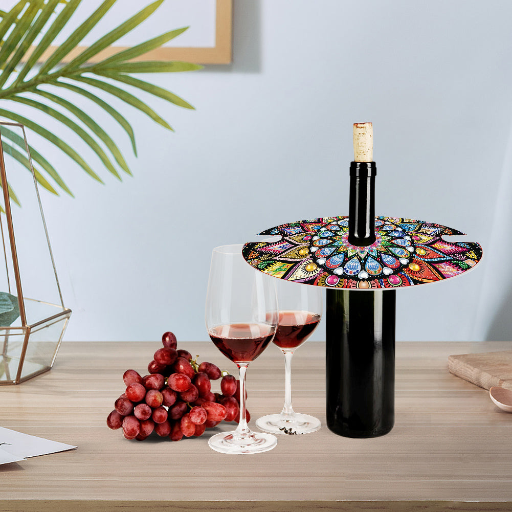 Acrylic Special Shaped Mandala Art Diamond Art Wine Glass Organizer for Bar