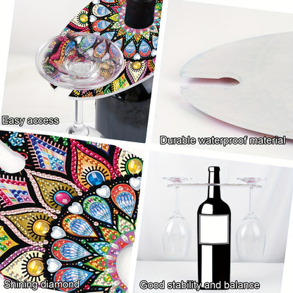 Acrylic Special Shaped Mandala Art Diamond Art Wine Glass Organizer for Bar