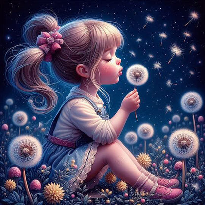 Dandelion Girl - Full Round Drill Diamond Painting 30*30CM