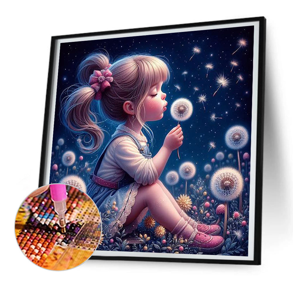 Dandelion Girl - Full Round Drill Diamond Painting 30*30CM