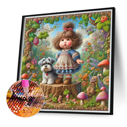 Little Girl Performing In The Garden - Full Round Drill Diamond Painting 40*40CM