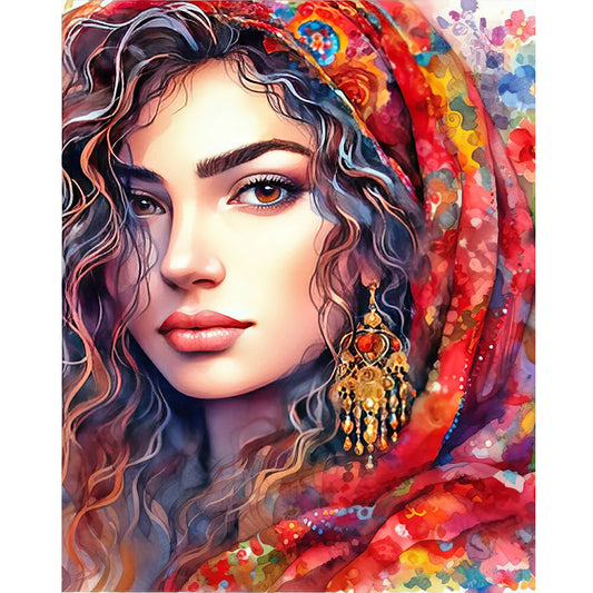 Watercolor Woman - Full Round Drill Diamond Painting 40*50CM