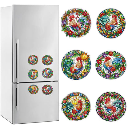 Special Shape Rooster Diamond Painting Cartoon Fridge Magnetic Stickers