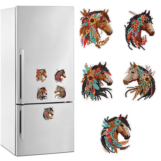 Special Shape Long Haired Horse Diamond Painting Fridge Magnetic Stickers