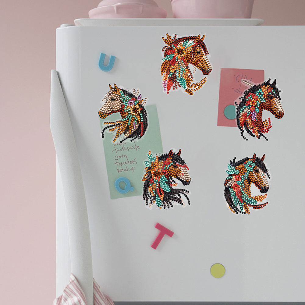 Special Shape Long Haired Horse Diamond Painting Fridge Magnetic Stickers