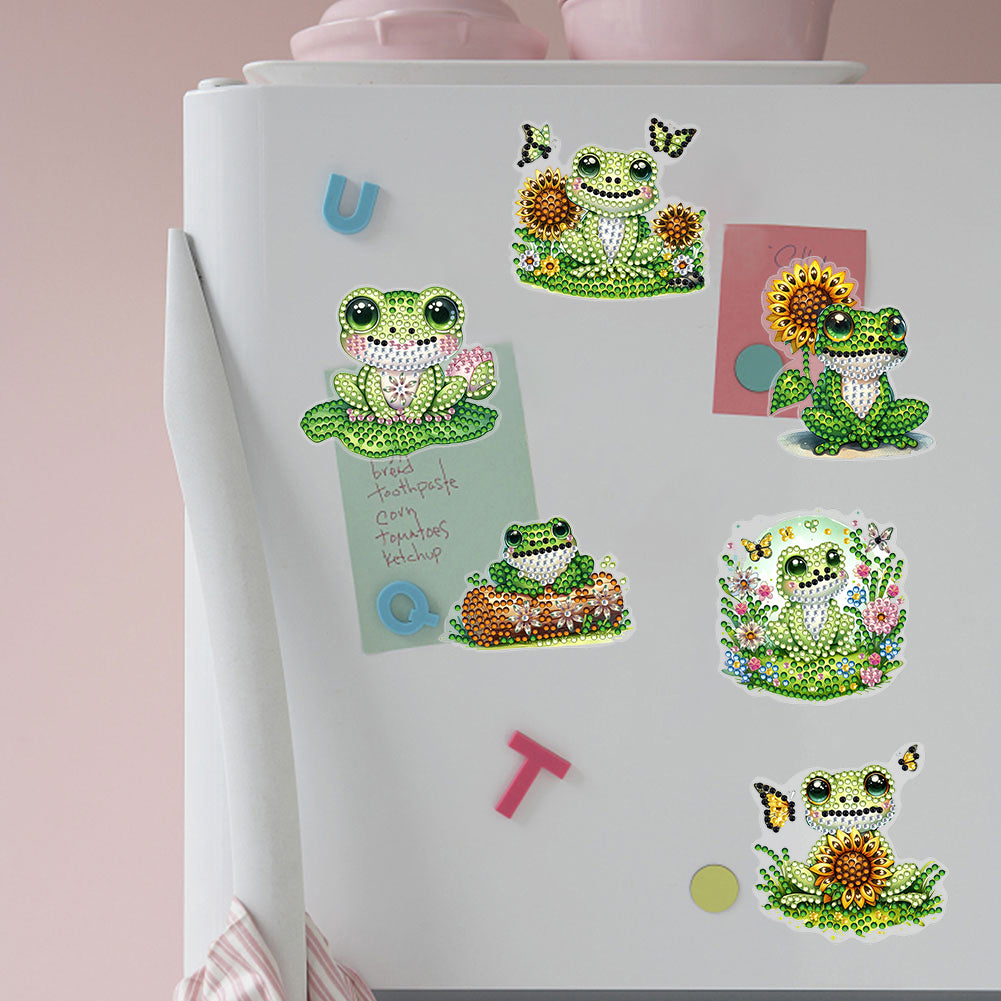 Special Shape Sunflower Frog Diamond Painting Cartoon Fridge Magnetic Stickers