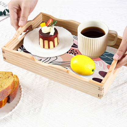 Wooden Simple Pattern 5D DIY Diamond Painting Serving Tray with Handle for Table