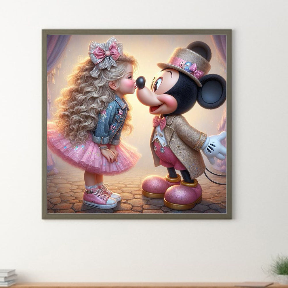 Girl Kisses Mickey - Full Round Drill Diamond Painting 30*30CM