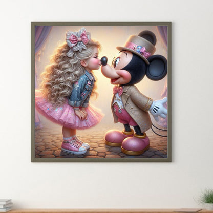 Girl Kisses Mickey - Full Round Drill Diamond Painting 30*30CM