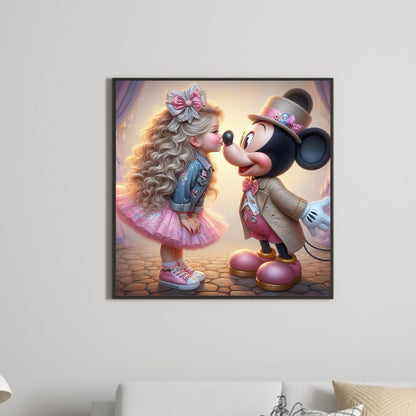 Girl Kisses Mickey - Full Round Drill Diamond Painting 30*30CM
