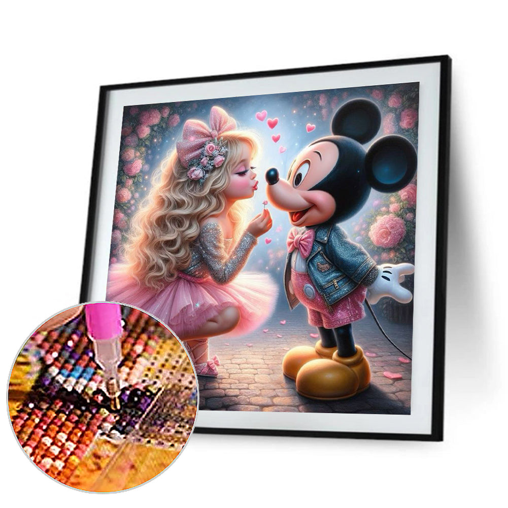 Girl And Mickey - Full Round Drill Diamond Painting 30*30CM