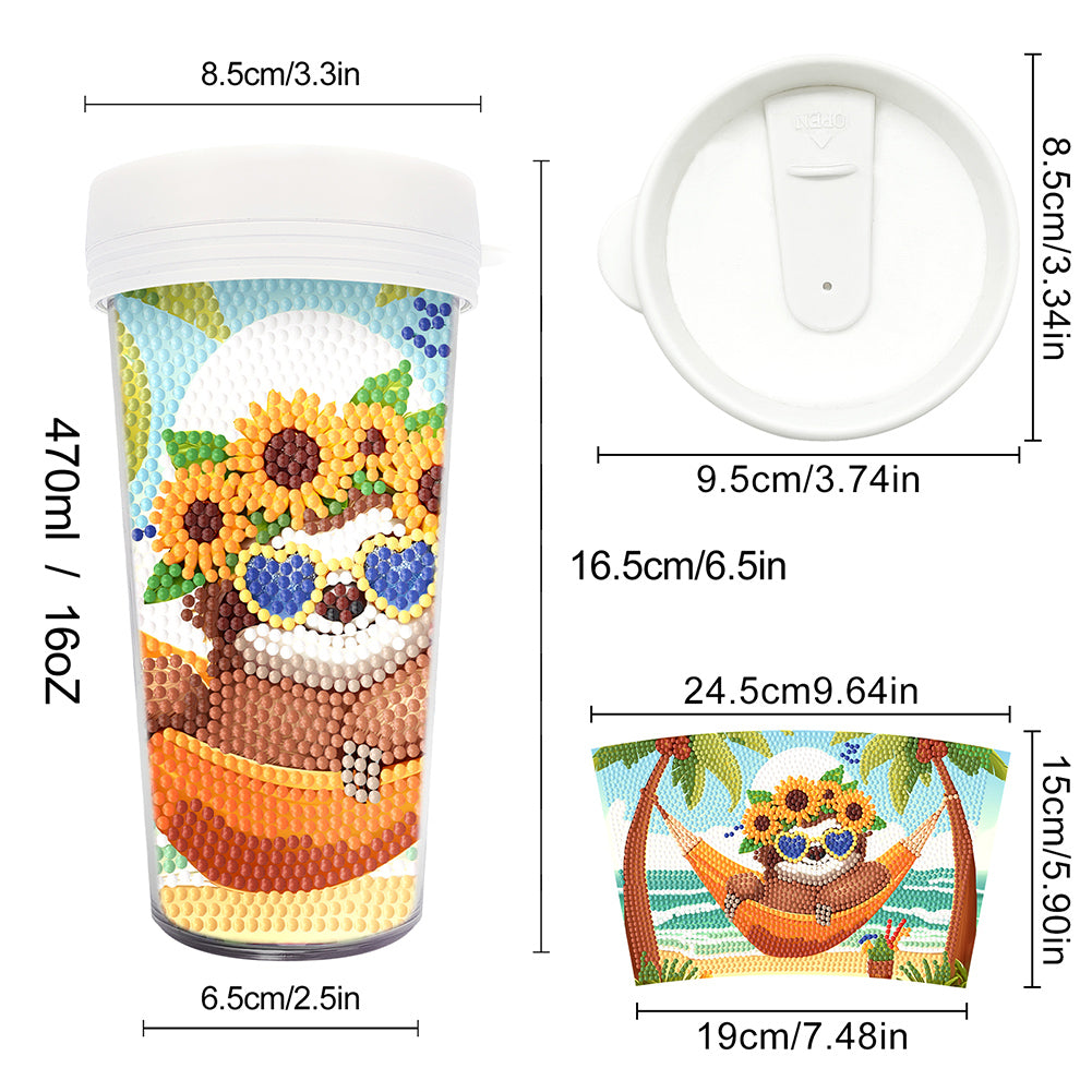 470ml Summer 5D Diamond Painting Decorate Water Bottle DIY Art for Boys Girls