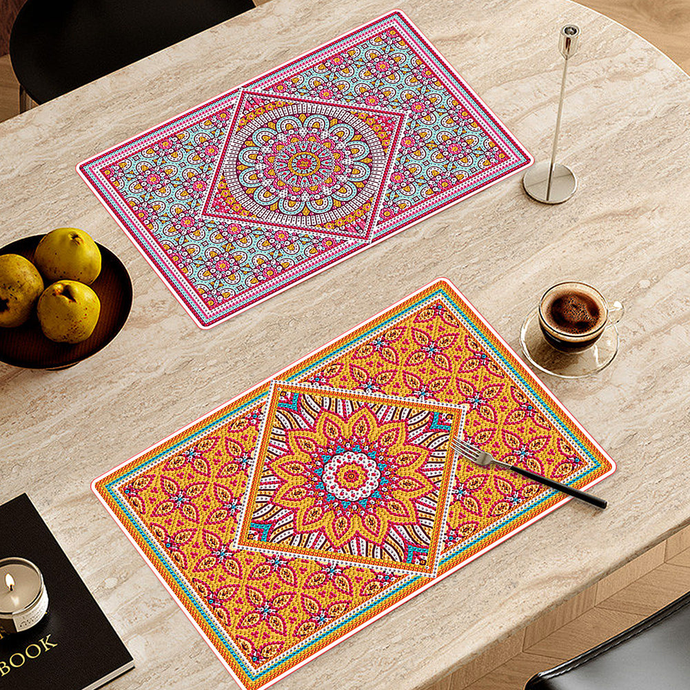 2Pcs Mandala Pattern Diamond Painting Placemat DIY Diamond Crafts Projects