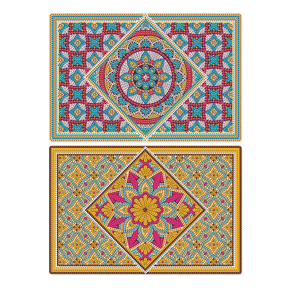 2Pcs Mandala Pattern Diamond Painting Placemat DIY Diamond Crafts Projects