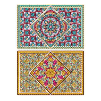 2Pcs Mandala Pattern Diamond Painting Placemat DIY Diamond Crafts Projects