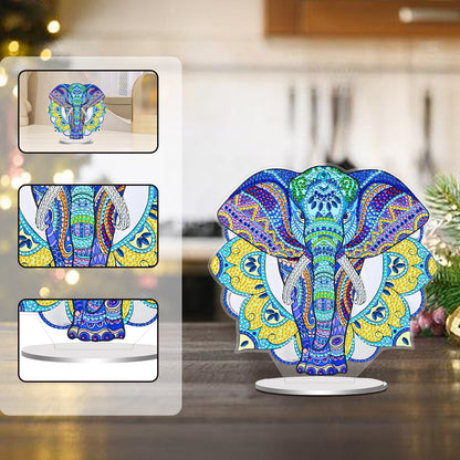 PVC Round Special Shaped Mandala Elephant Desktop 5D DIY Diamond Art Kits Decor