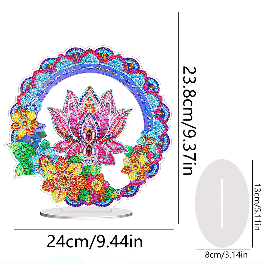 PVC Round Special Shaped Mandala Lotus Desktop 5D DIY Diamond Art Kits Decor