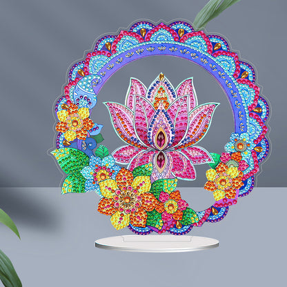 PVC Round Special Shaped Mandala Lotus Desktop 5D DIY Diamond Art Kits Decor