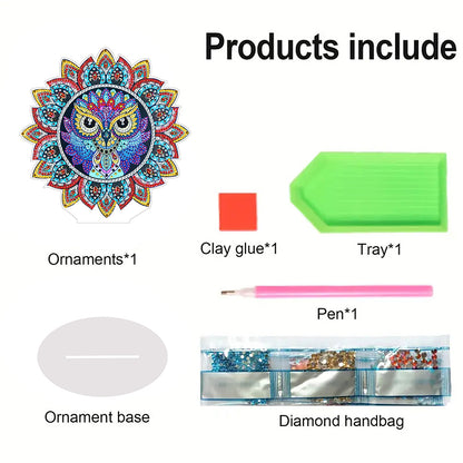 PVC Round Special Shaped Mandala Eagle Desktop 5D DIY Diamond Art Kits Decor