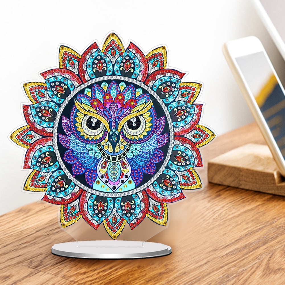 PVC Round Special Shaped Mandala Eagle Desktop 5D DIY Diamond Art Kits Decor