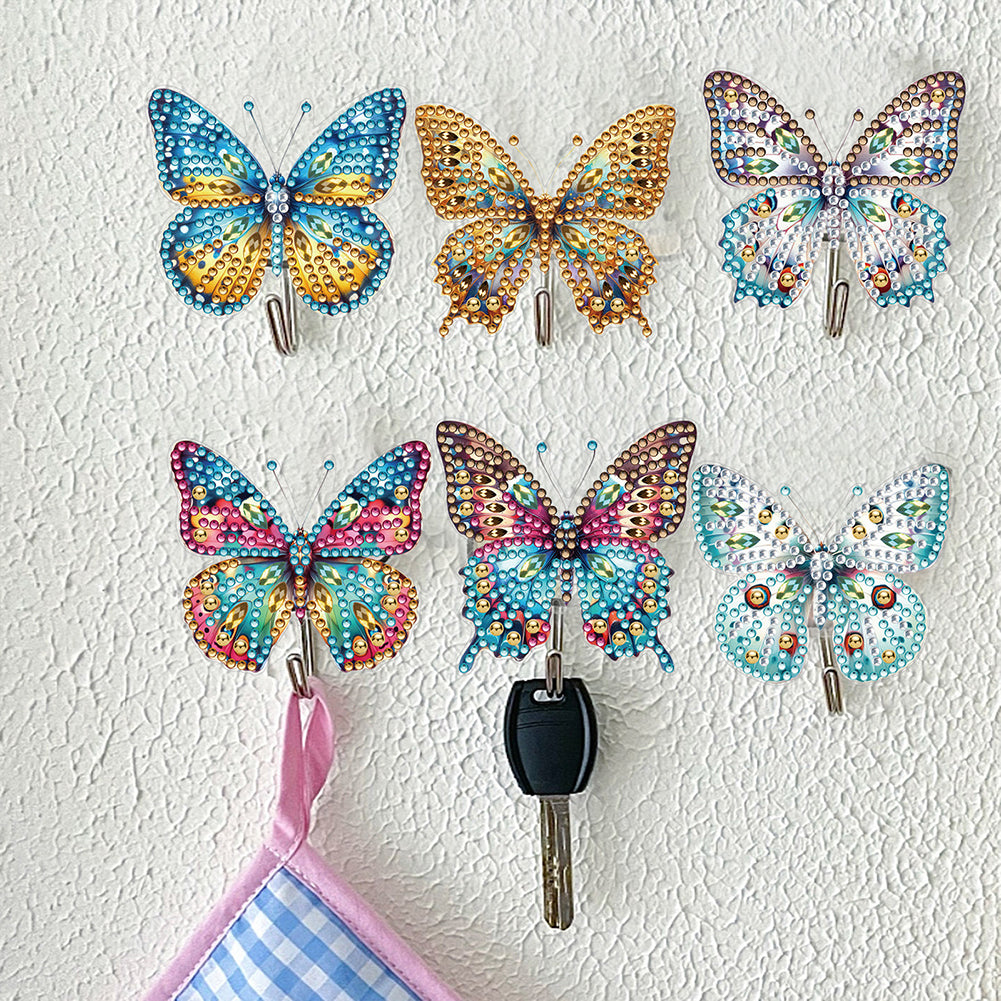 6Pcs Butterfly Diamond Painting Art Hooks Diamond Art Craft Wall Hooks for Wall