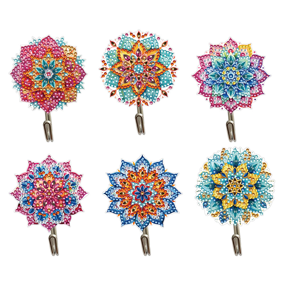 6Pcs Mandala Diamond Painting Art Hooks Diamond Art Craft Wall Hooks for Wall