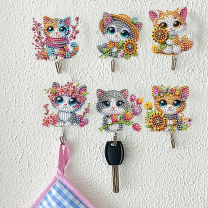 6Pcs Big-eyed Cat Diamond Painting Art Hooks Diamond Art Craft Wall Hooks