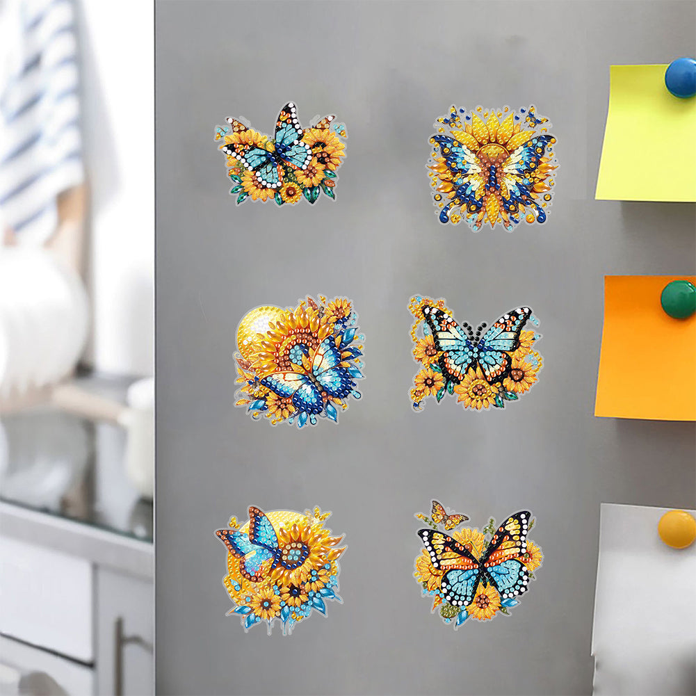 6Pcs Special Shape Butterfly Fridge Magnet Diamond Painting Magnets Refrigerator