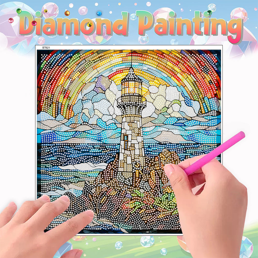 Stained Glass Lighthouse DIY Mosaic Sticker Craft Diamond Painting Sticker