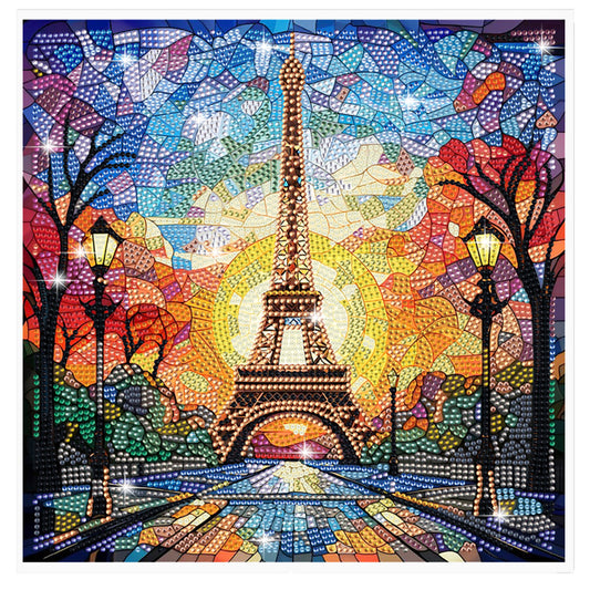 Stained Glass Eiffel Tower DIY Mosaic Sticker Craft Diamond Painting Sticker