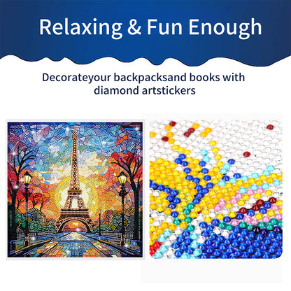 Stained Glass Eiffel Tower DIY Mosaic Sticker Craft Diamond Painting Sticker