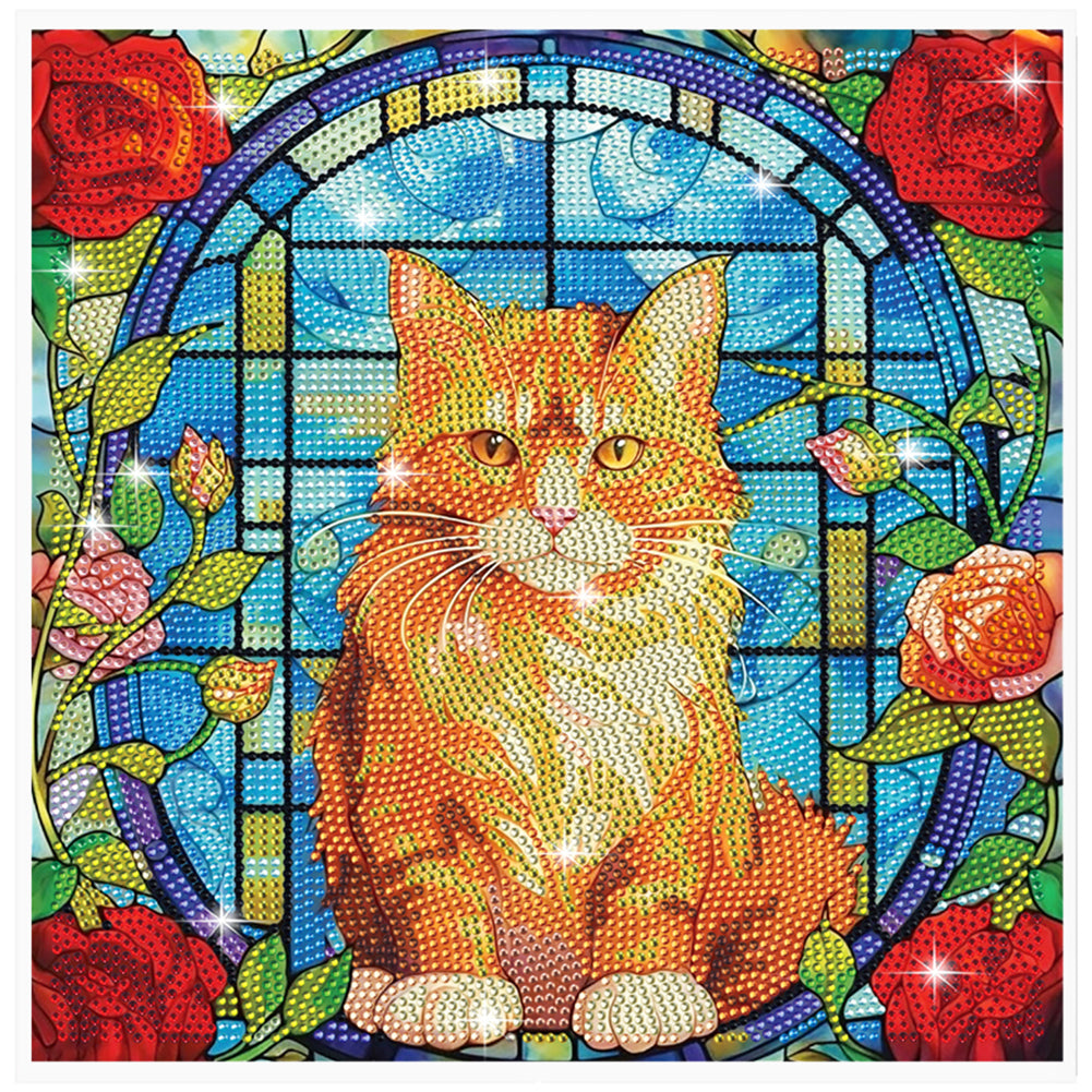 Stained Glass Cat DIY Creative Mosaic Sticker Craft Diamond Painting Sticker