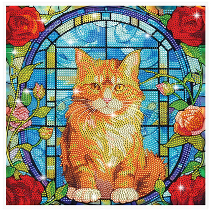 Stained Glass Cat DIY Creative Mosaic Sticker Craft Diamond Painting Sticker