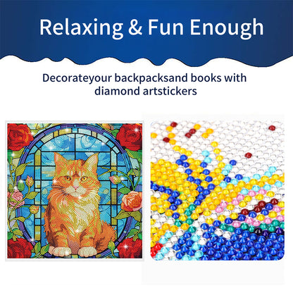 Stained Glass Cat DIY Creative Mosaic Sticker Craft Diamond Painting Sticker